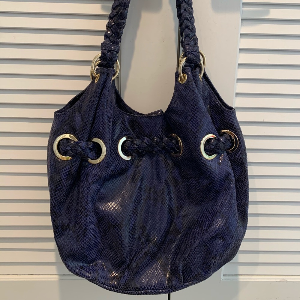 Michael Kors Python-Embossed Leather Tassel Hobo - Picture 2 of 13